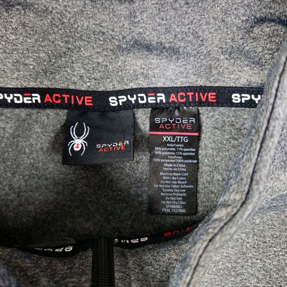Spyder Active Men's Gray 1/4 Zip Pullover Long Sleeve Athletic Sweater XXL - Picture 3 of 8